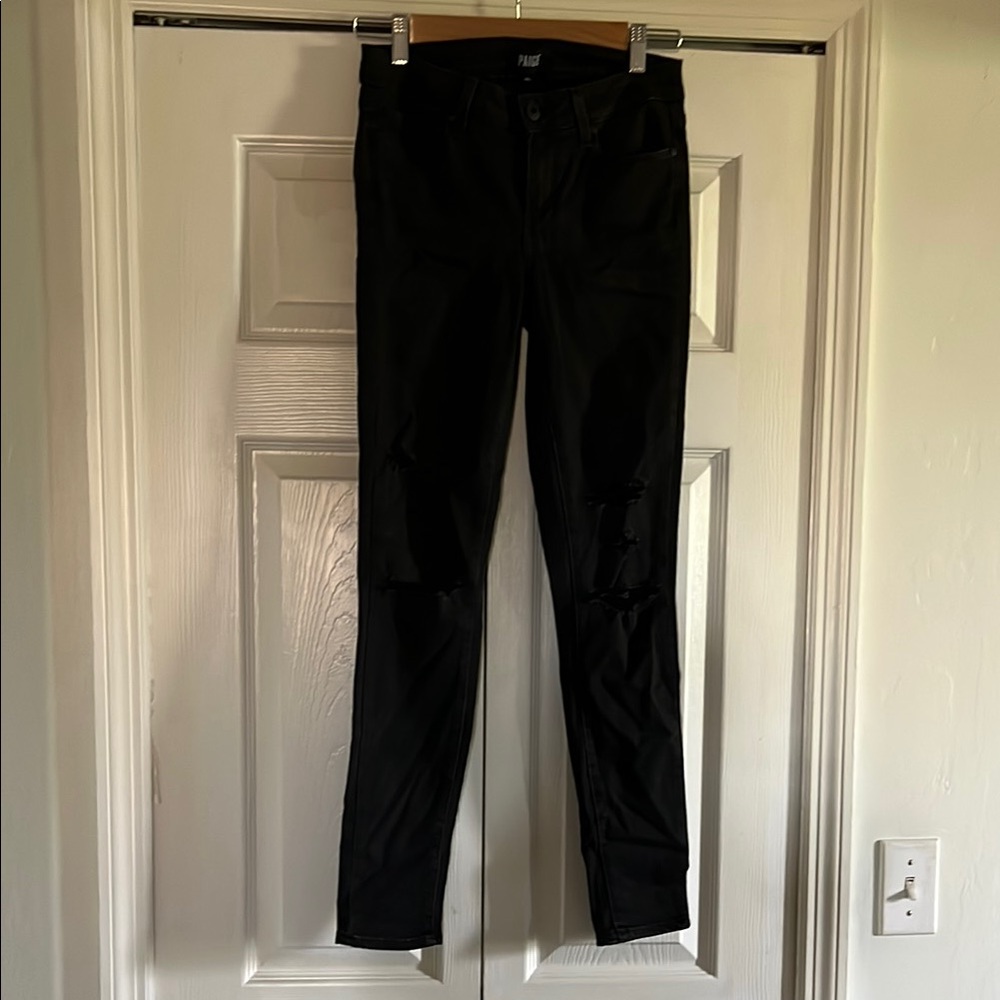 Paige Black  Distressed Skinny Jeans
